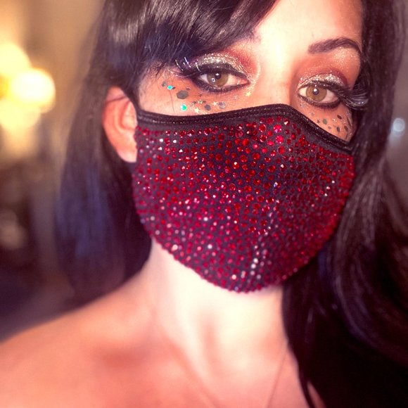 Accessories - ✨#3 BLACK/RED✨Crystal Bling Face Mask
